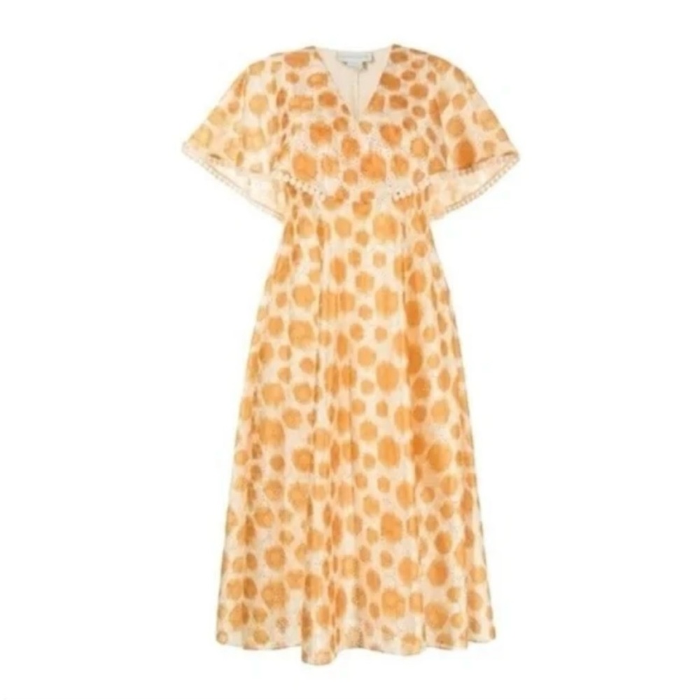 Sachin + BABI Midi Fit And Flare Eyelet Party Gold and Cream Dress Size 0